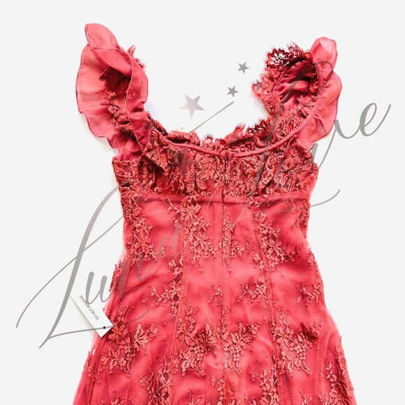 FOR LOVE & LEMONS Holiday Lace Midi Dress In Pink NWT - Picture 10 of 13